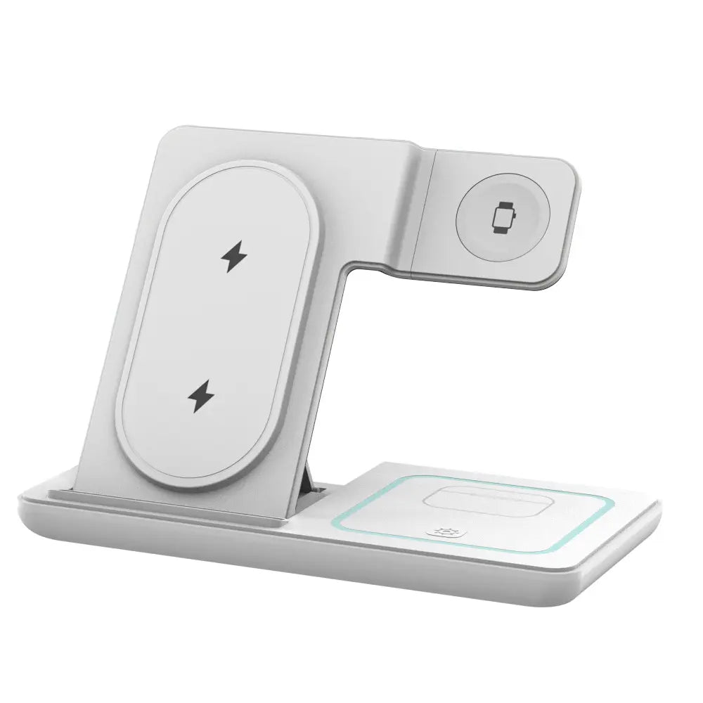 Portable 3-in-1 Wireless Charging Station for iPhone, Apple Watch, and AirPods - Compatible with Multiple Android Devices and Smartwatches