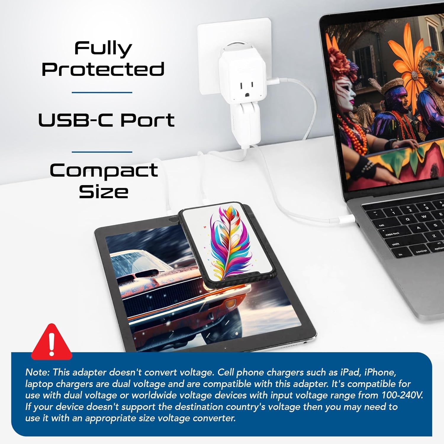 Universal Travel Plug Adapter Set with USB-C 3.0, 30W PD & QC - Compact Design for Global Use, Includes Type A, B, C, E/F, G, I Attachments (PAK-30-WS)
