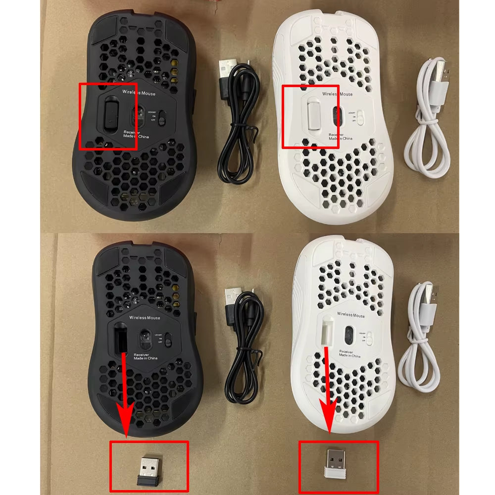 2.4GHz Wireless RGB Backlit Gaming Mouse with 6 Buttons, 3-Speed DPI, Type-C Rechargeable, and Ergonomic Honeycomb Design