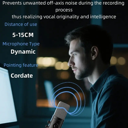Professional USB/XLR Gaming Microphone for Podcasting - Dynamic RGB Condenser Microphone with Touch Mute, Headphone Output, and Desktop Stand