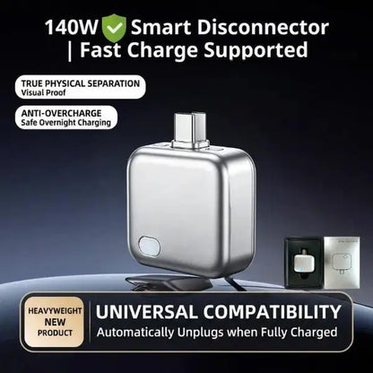 HEXIBII 140W Physical Disconnect Battery Guard with Auto Eject Charger and Smart Auto Stop Charging Protection for Safe Overnight Charging - Universal Overcharge Protection for Phones, Laptops, and Tablets