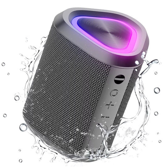 Portable Wireless Bluetooth 5.0 Speaker with 24-Hour Playtime, Stereo Bass, 100 Ft Range, and IPX7 Waterproof Rating