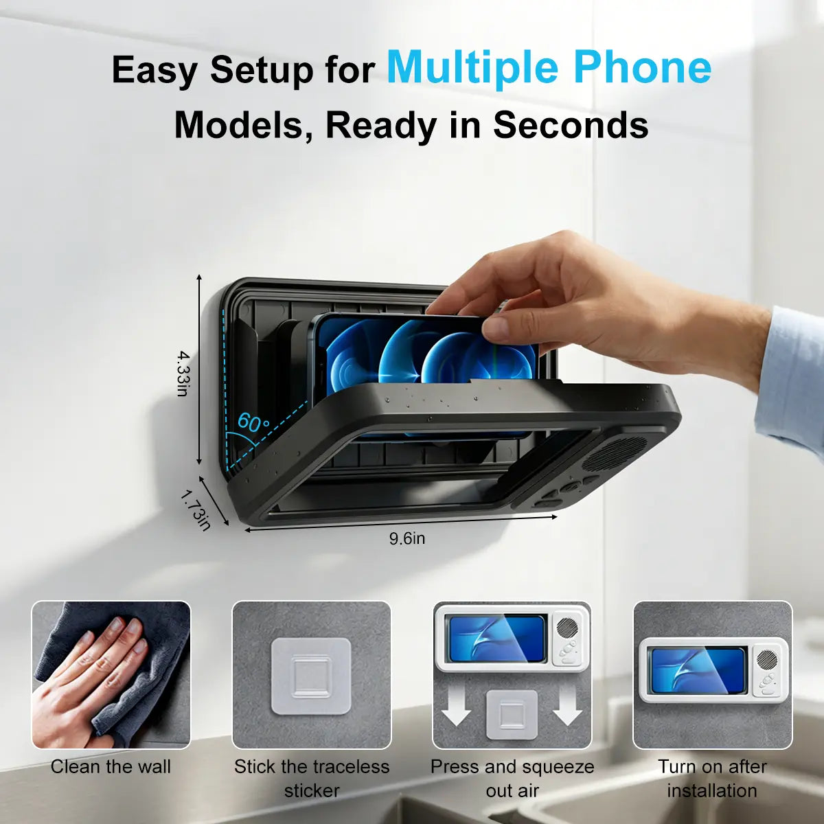 Waterproof Bluetooth Speaker with 360° Rotating Touch Screen - Ideal for Bathroom, Kitchen, and Pool Use - Features Phone Holder for Movies and Music