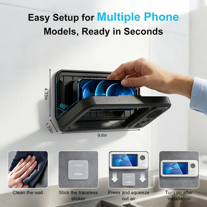 Waterproof Bluetooth Speaker with 360° Rotating Touch Screen - Ideal for Bathroom, Kitchen, and Pool Use - Features Phone Holder for Movies and Music