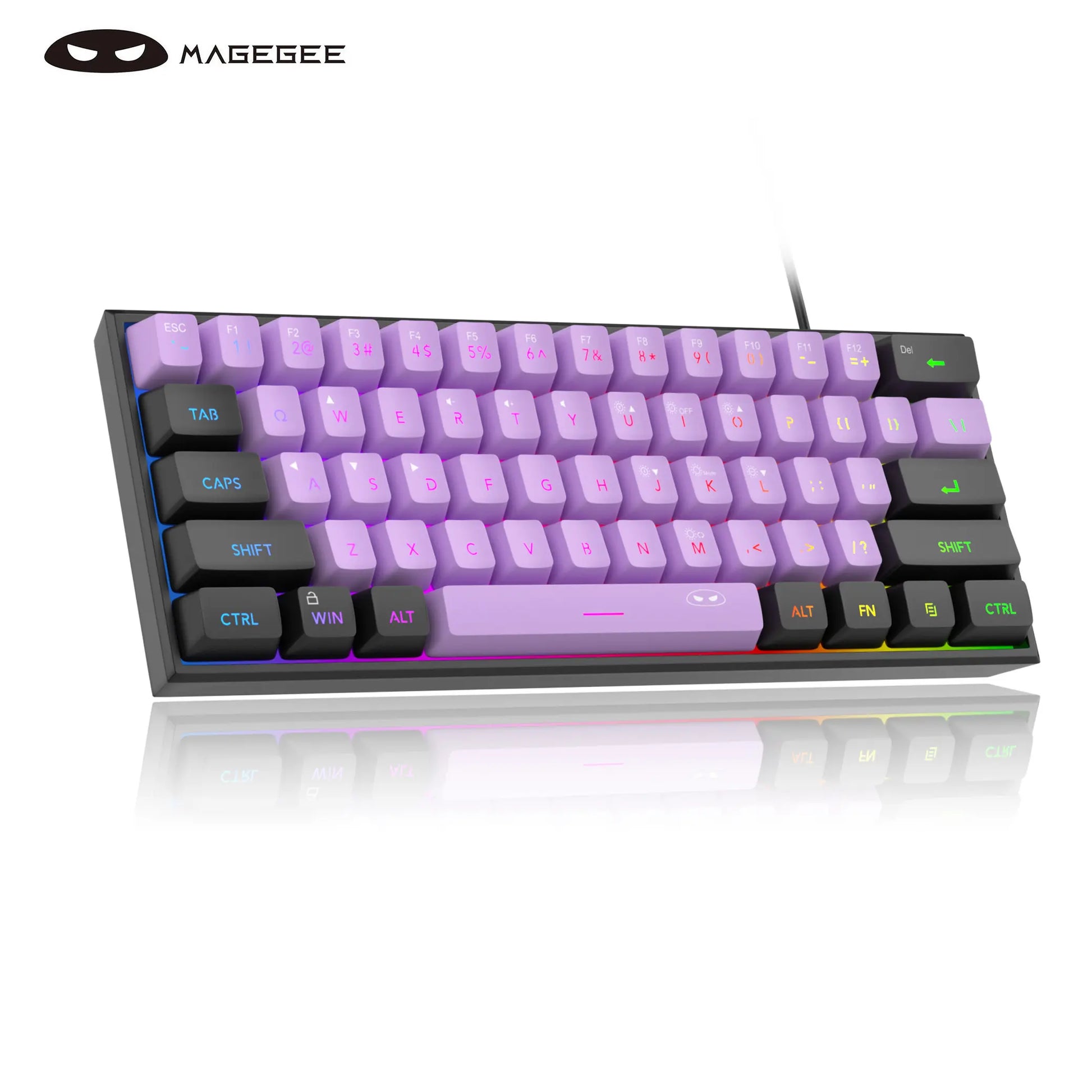 Magegee Mini 60% RGB Backlit Gaming Keyboard - 61 Key Ultra-Compact Mechanical Keyboard for PC, MAC, PS4, and Xbox ONE