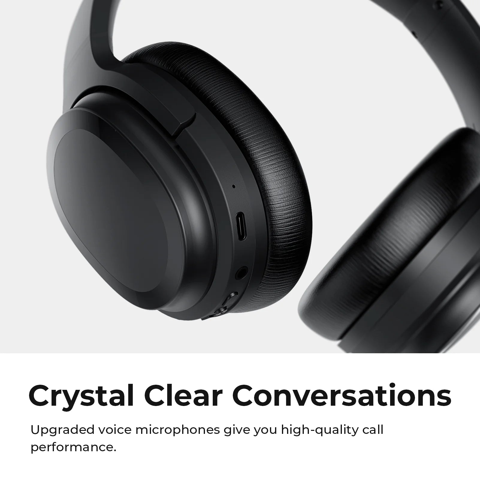 Active Noise Cancelling Bluetooth Over-Ear Headphones with Microphone, AptX Support, Comfortable Protein Earpads, 30-Hour Playtime, Foldable Design for Travel and Work - Black
