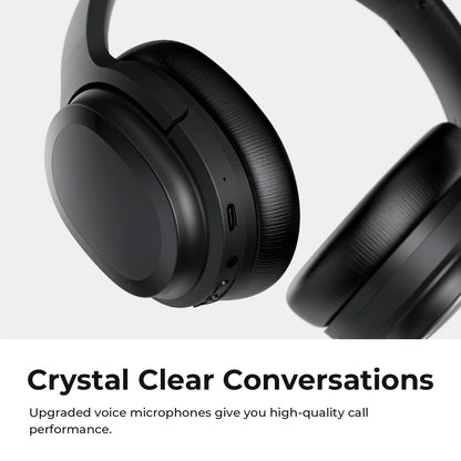 Active Noise Cancelling Bluetooth Over-Ear Headphones with Microphone, AptX Support, Comfortable Protein Earpads, 30-Hour Playtime, Foldable Design for Travel and Work - Black
