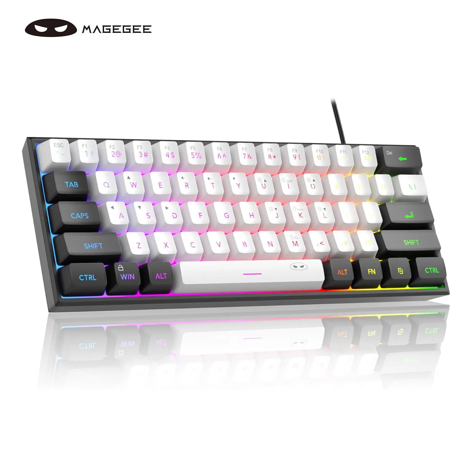 Magegee Mini 60% RGB Backlit Gaming Keyboard - 61 Key Ultra-Compact Mechanical Keyboard for PC, MAC, PS4, and Xbox ONE