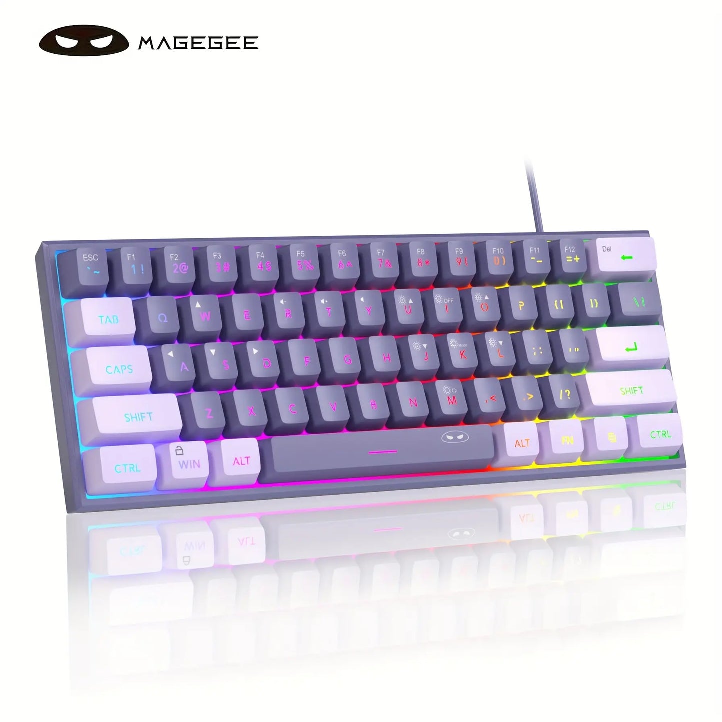 Magegee Mini 60% RGB Backlit Gaming Keyboard - 61 Key Ultra-Compact Mechanical Keyboard for PC, MAC, PS4, and Xbox ONE