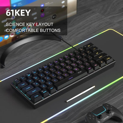 Magegee Mini 60% RGB Backlit Gaming Keyboard - 61 Key Ultra-Compact Mechanical Keyboard for PC, MAC, PS4, and Xbox ONE