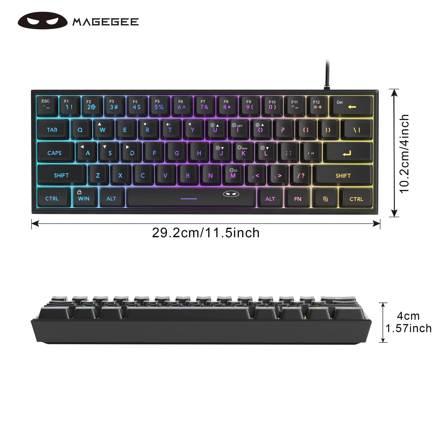 Magegee Mini 60% RGB Backlit Gaming Keyboard - 61 Key Ultra-Compact Mechanical Keyboard for PC, MAC, PS4, and Xbox ONE