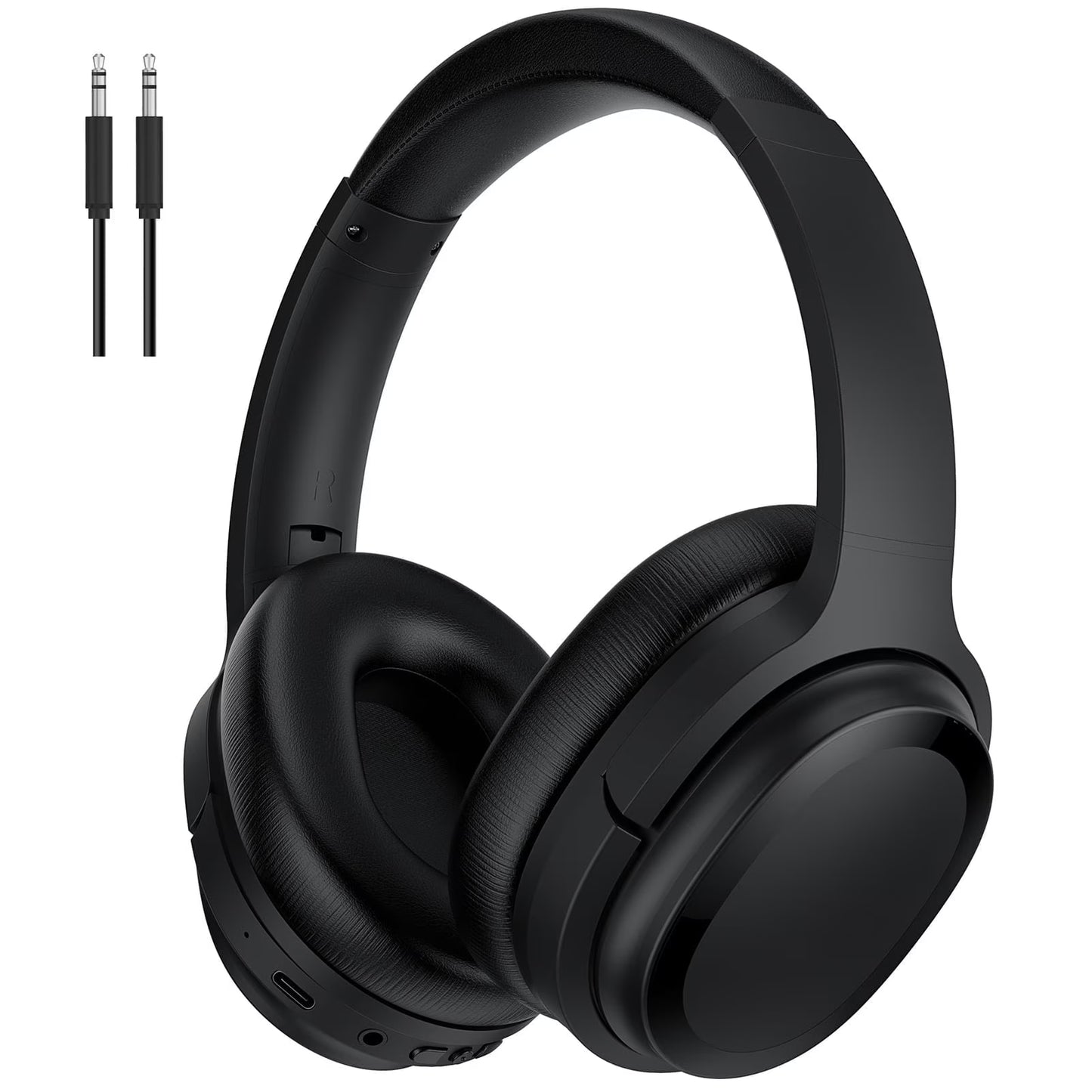 Active Noise Cancelling Bluetooth Over-Ear Headphones with Microphone, AptX Support, Comfortable Protein Earpads, 30-Hour Playtime, Foldable Design for Travel and Work - Black