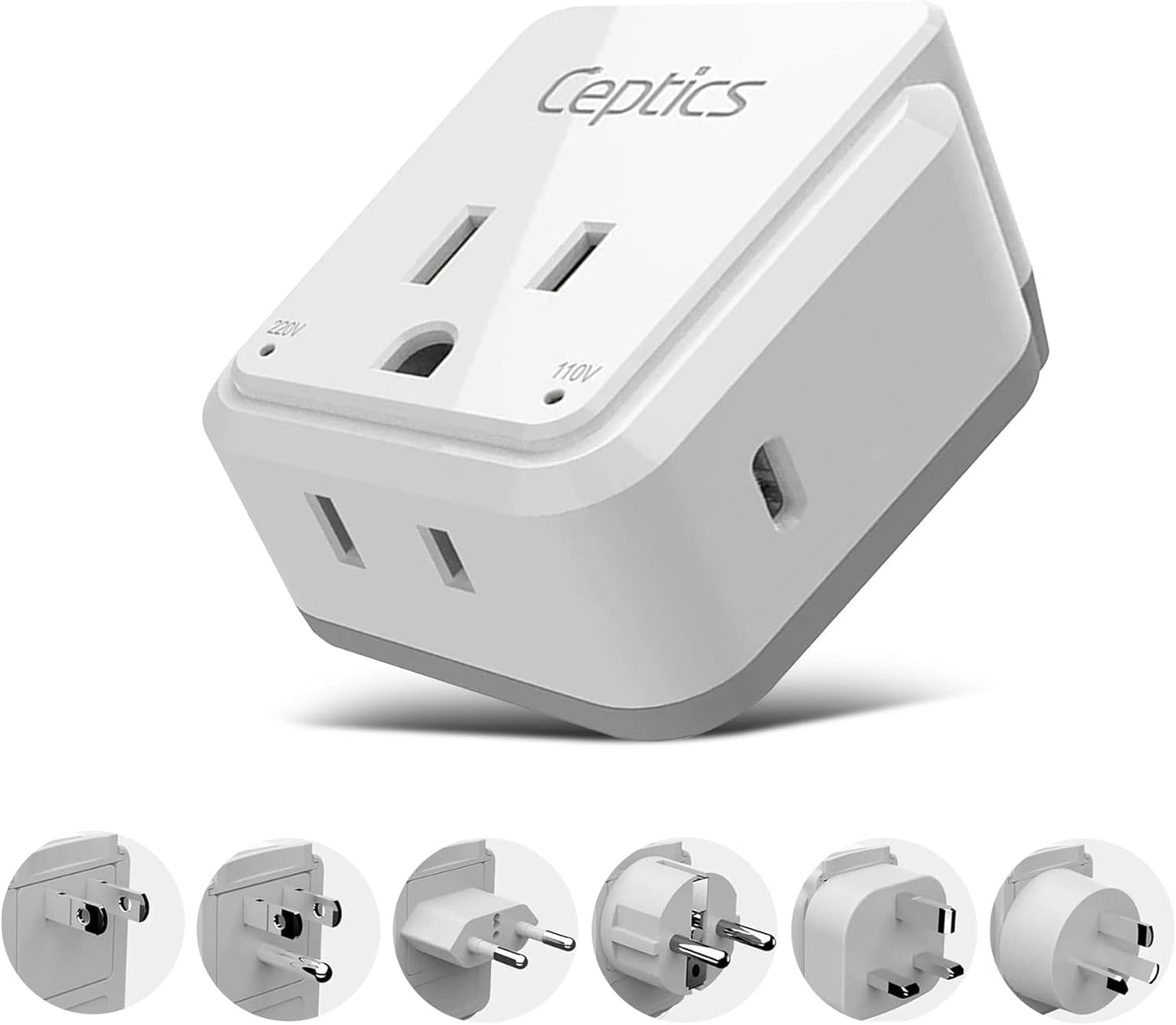 Universal Travel Plug Adapter Set with USB-C 3.0, 30W PD & QC - Compact Design for Global Use, Includes Type A, B, C, E/F, G, I Attachments (PAK-30-WS)