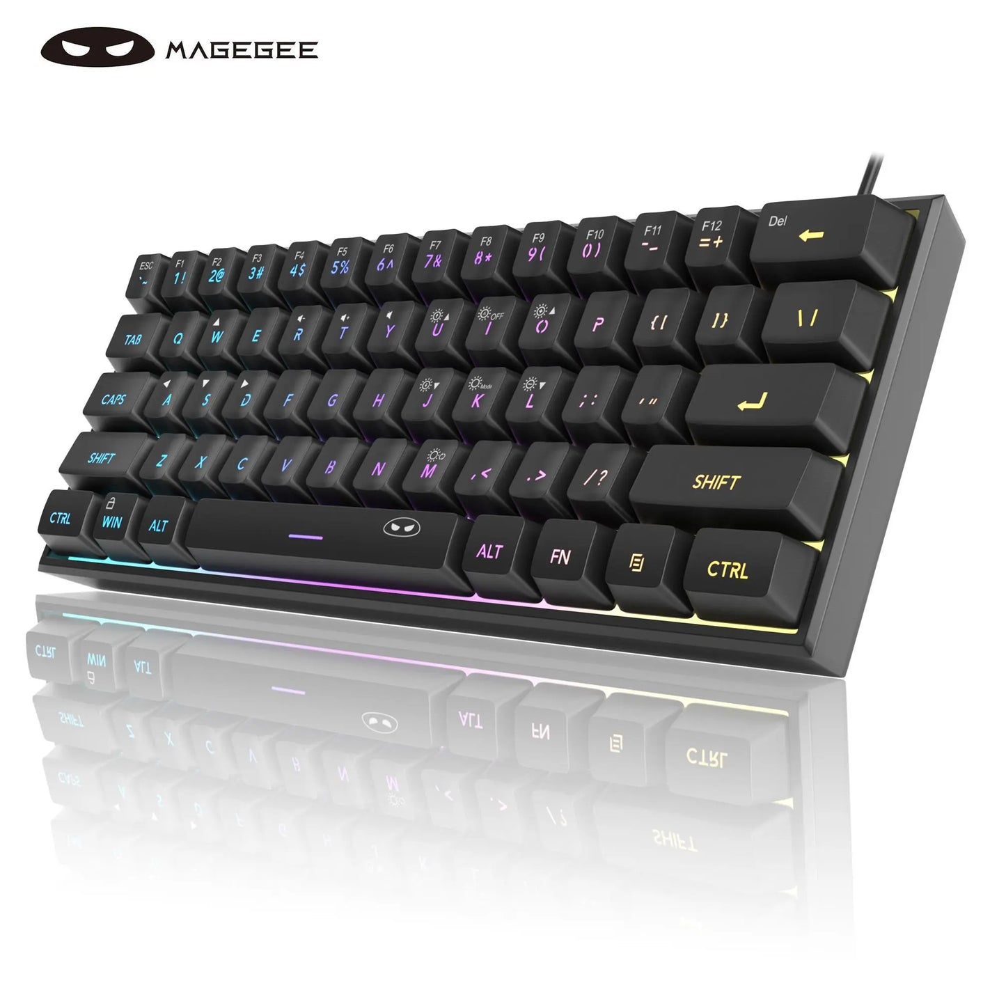 Magegee Mini 60% RGB Backlit Gaming Keyboard - 61 Key Ultra-Compact Mechanical Keyboard for PC, MAC, PS4, and Xbox ONE