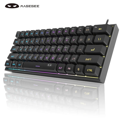 Magegee Mini 60% RGB Backlit Gaming Keyboard - 61 Key Ultra-Compact Mechanical Keyboard for PC, MAC, PS4, and Xbox ONE