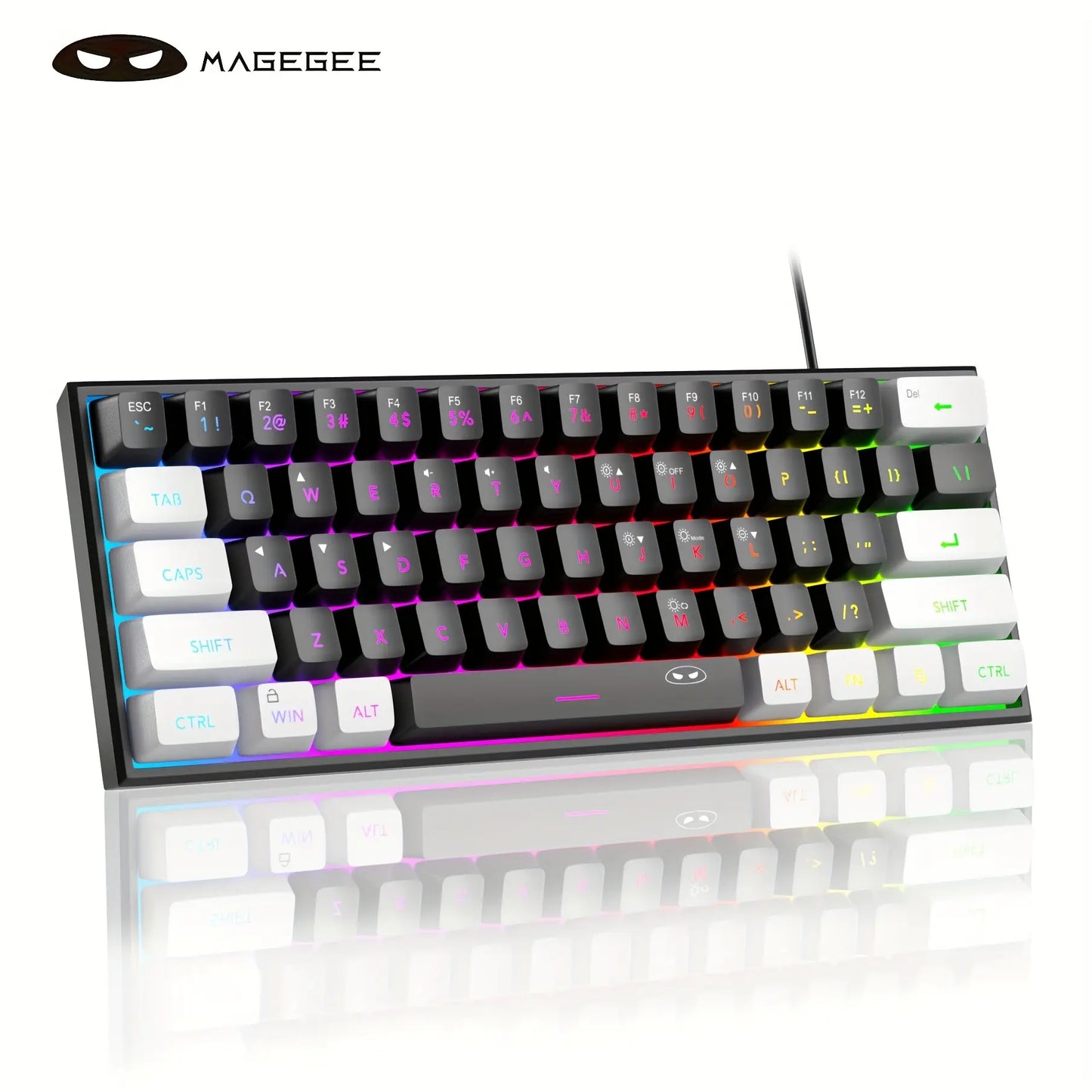 Magegee Mini 60% RGB Backlit Gaming Keyboard - 61 Key Ultra-Compact Mechanical Keyboard for PC, MAC, PS4, and Xbox ONE