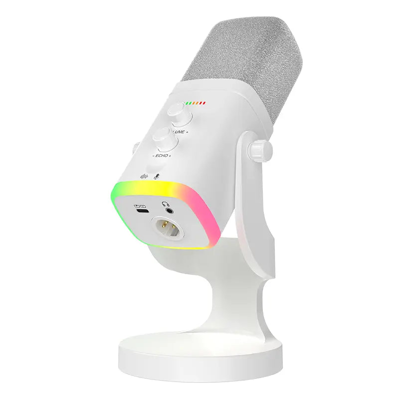 Professional USB/XLR Gaming Microphone for Podcasting - Dynamic RGB Condenser Microphone with Touch Mute, Headphone Output, and Desktop Stand
