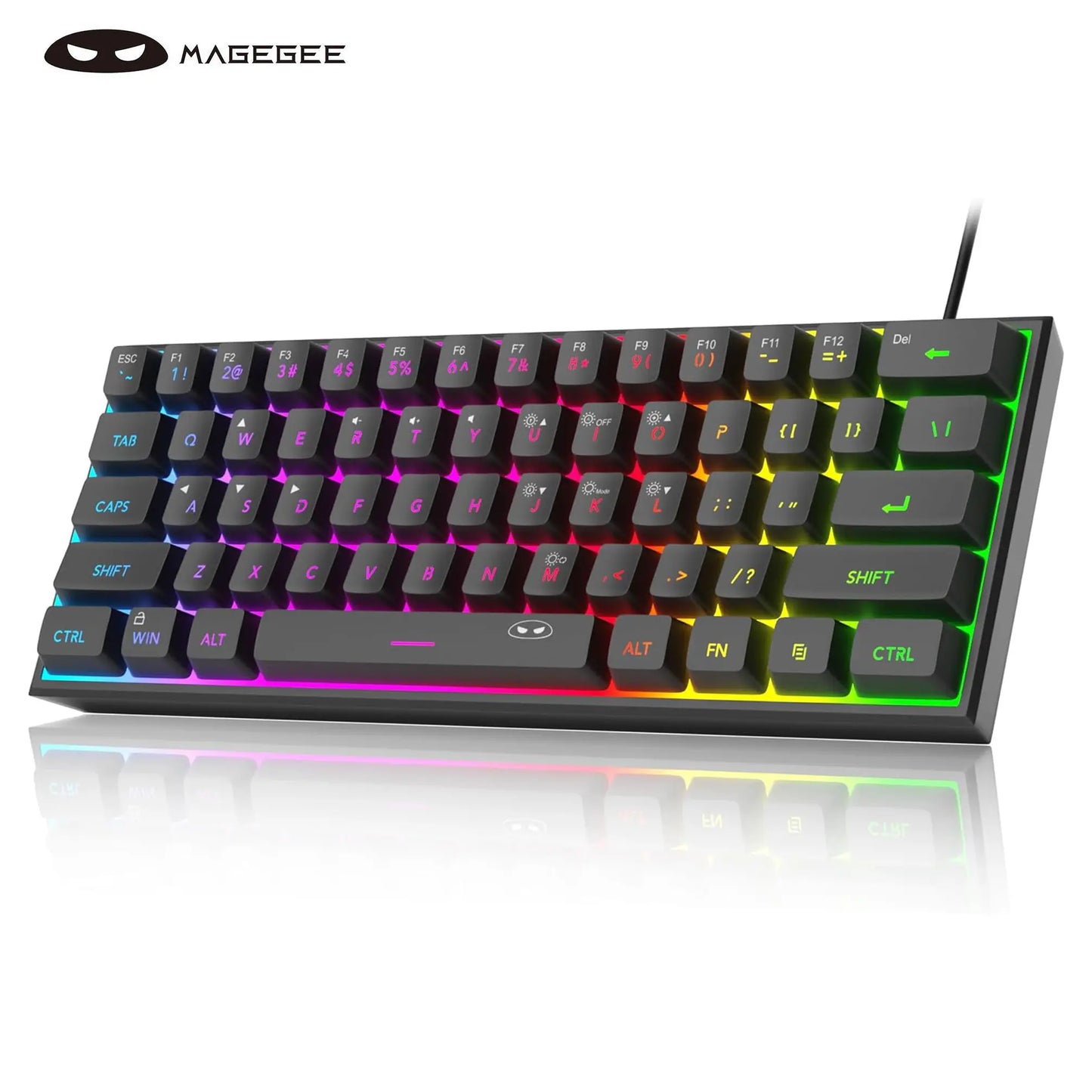 Magegee Mini 60% RGB Backlit Gaming Keyboard - 61 Key Ultra-Compact Mechanical Keyboard for PC, MAC, PS4, and Xbox ONE